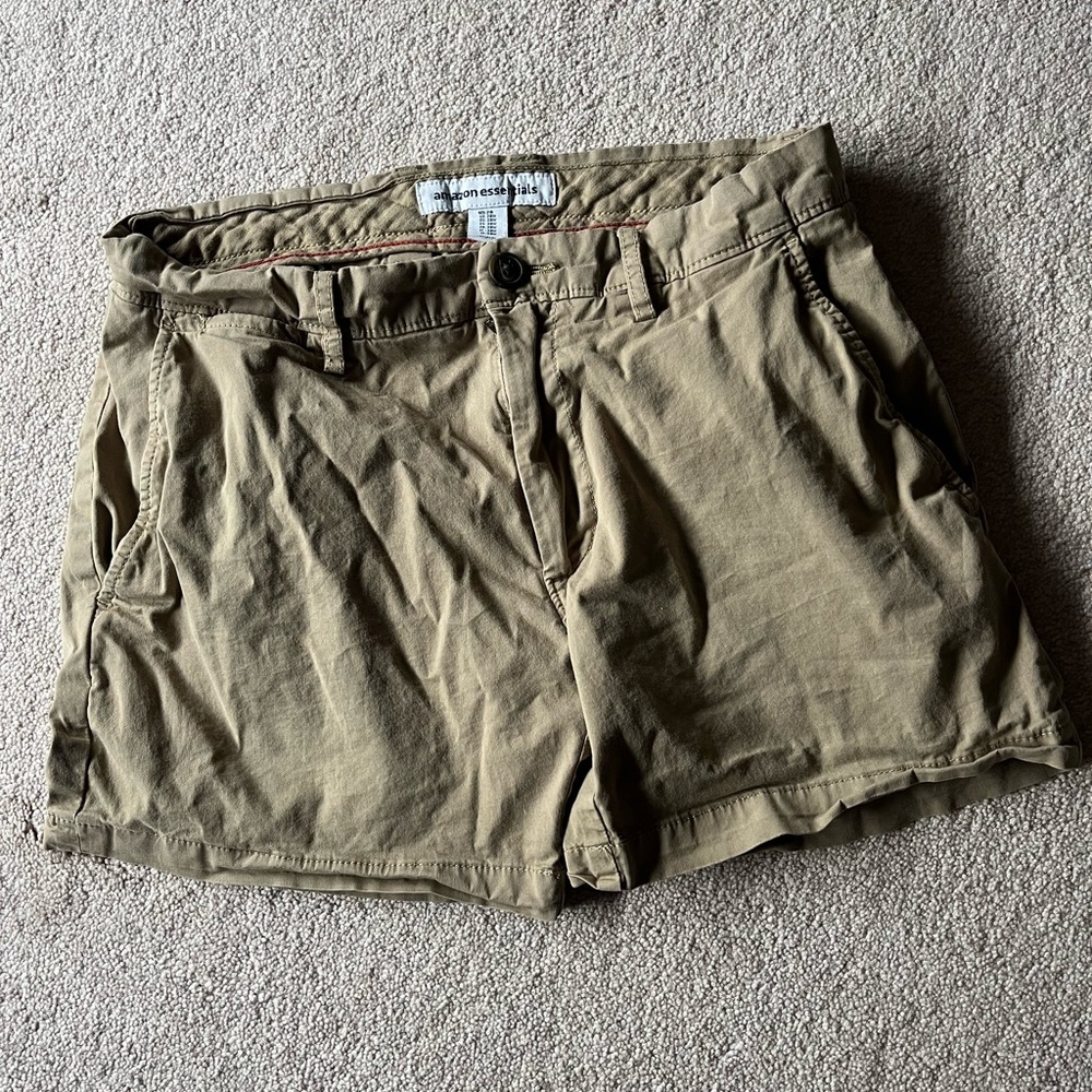Amazon Essentials Tan Cotton Blend Mens Shorts